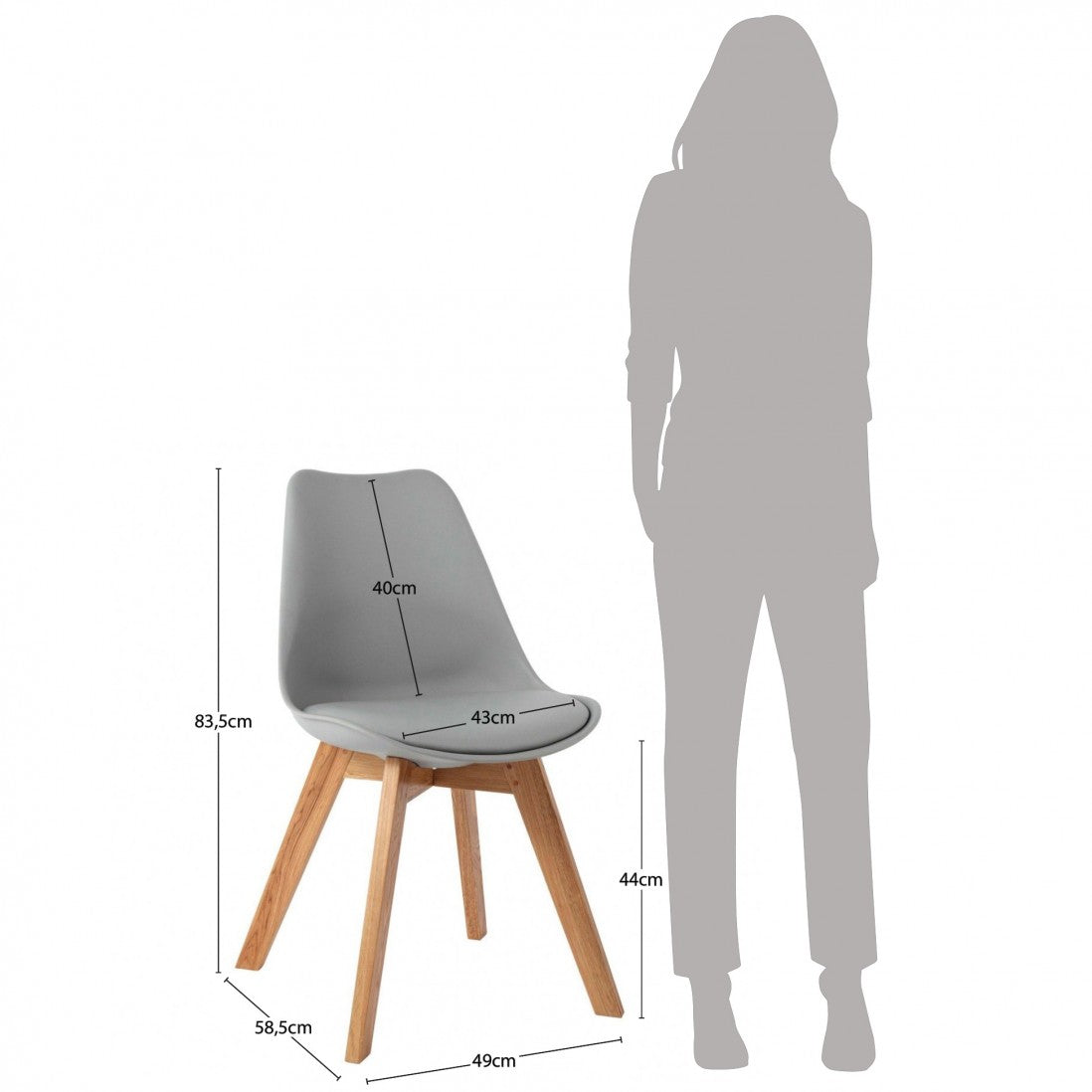 Silla SCANDINAVE II gris claro